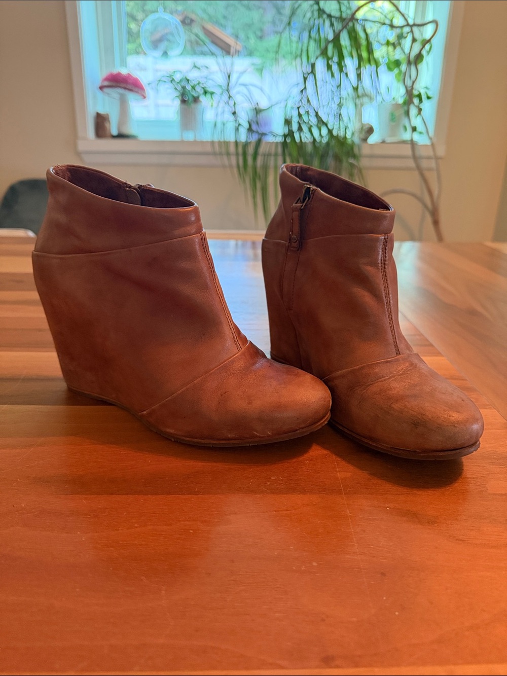 UGG Brown Leather Wedge Ankle Boots